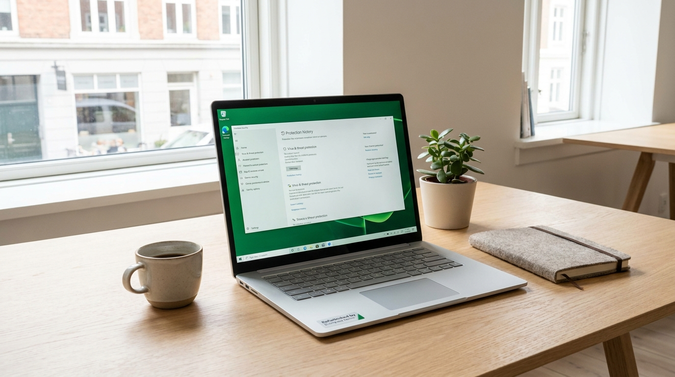 Windows Defender sikkerhedsindstillinger på en bærbar computer